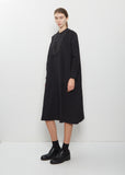 Damia Black Ruffled Collar Crispy Wool Cotton Dress