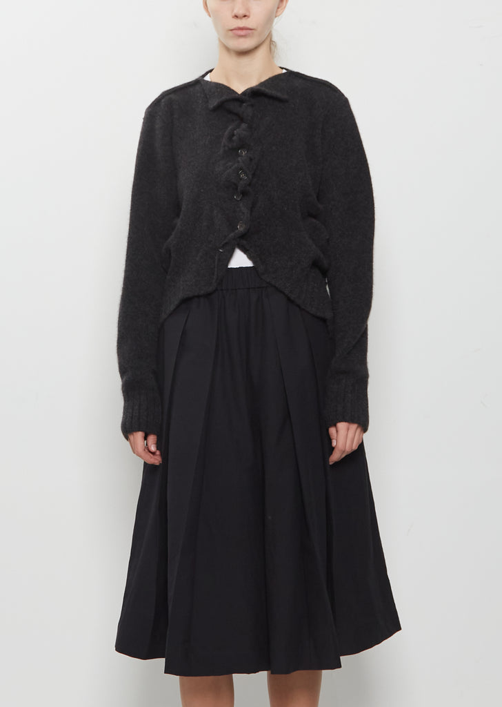 Cashmere Ruffle Cardigan — Black