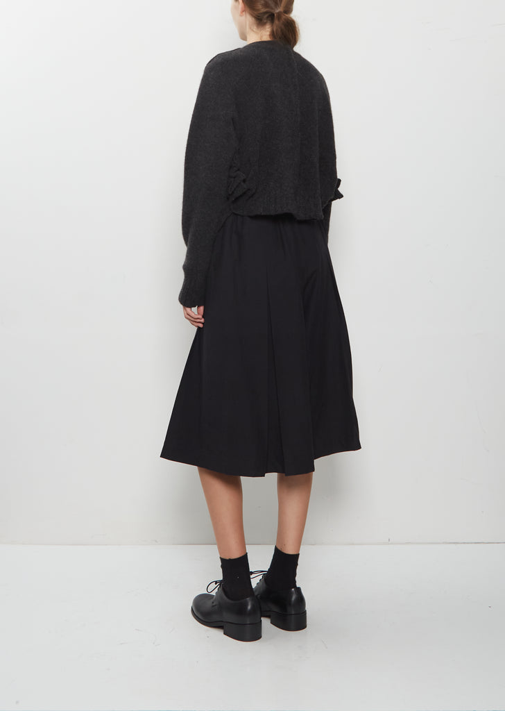 Cashmere Ruffle Cardigan — Black