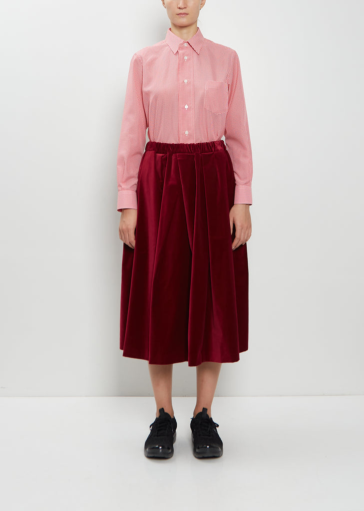 Pleated Cotton Velvet Skirt