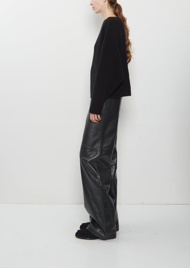 Cashmere Ribbed Batwinged Boatneck Sweater