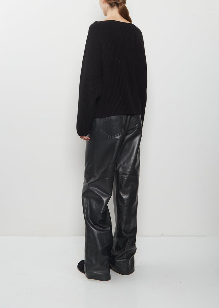 Cashmere Ribbed Batwinged Boatneck Sweater