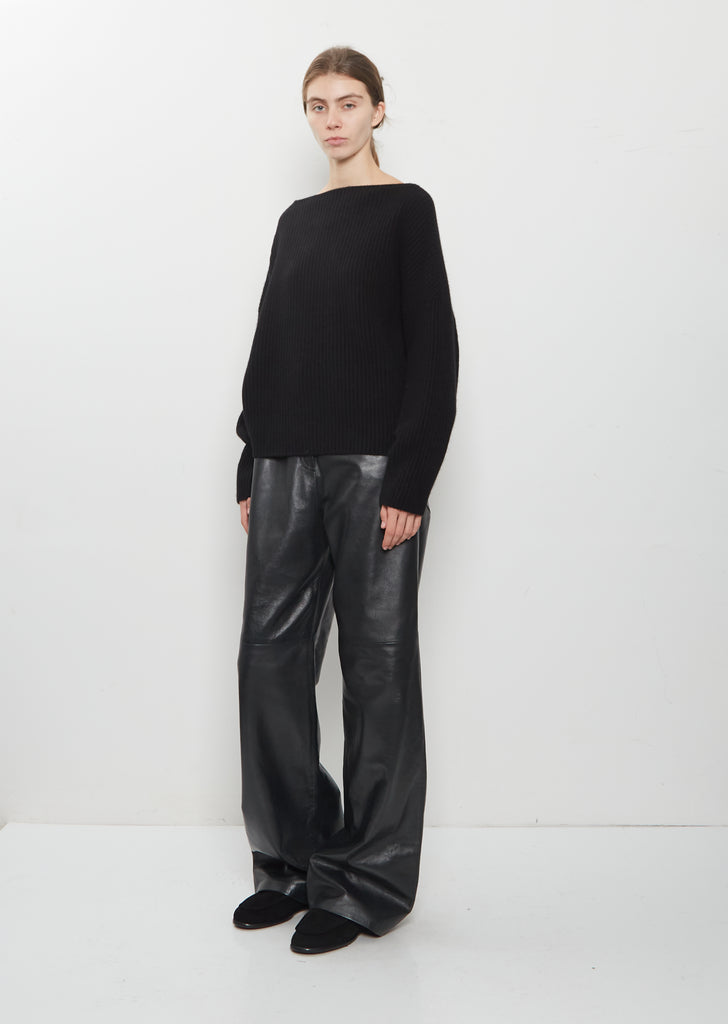 Cashmere Ribbed Batwinged Boatneck Sweater