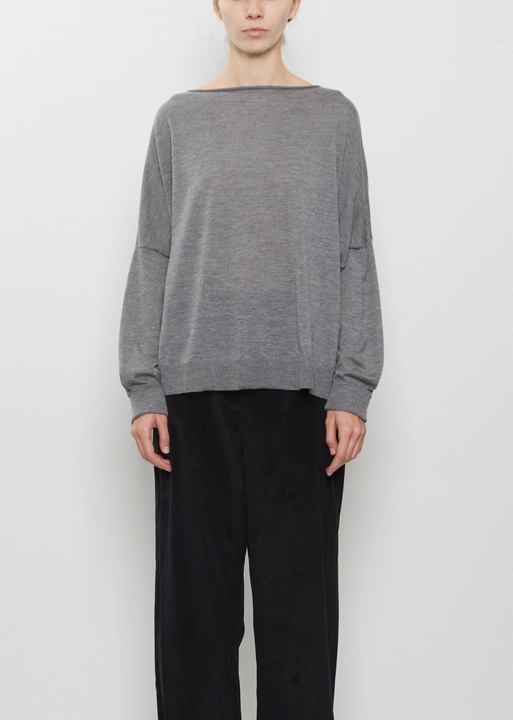 Cashmere Boatneck Kimono Sleeve Sweater — Medium Grey