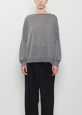 Cashmere Boatneck Kimono Sleeve Sweater — Medium Grey