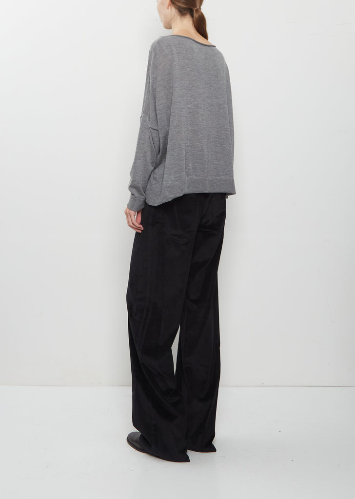 Cashmere Boatneck Kimono Sleeve Sweater — Medium Grey