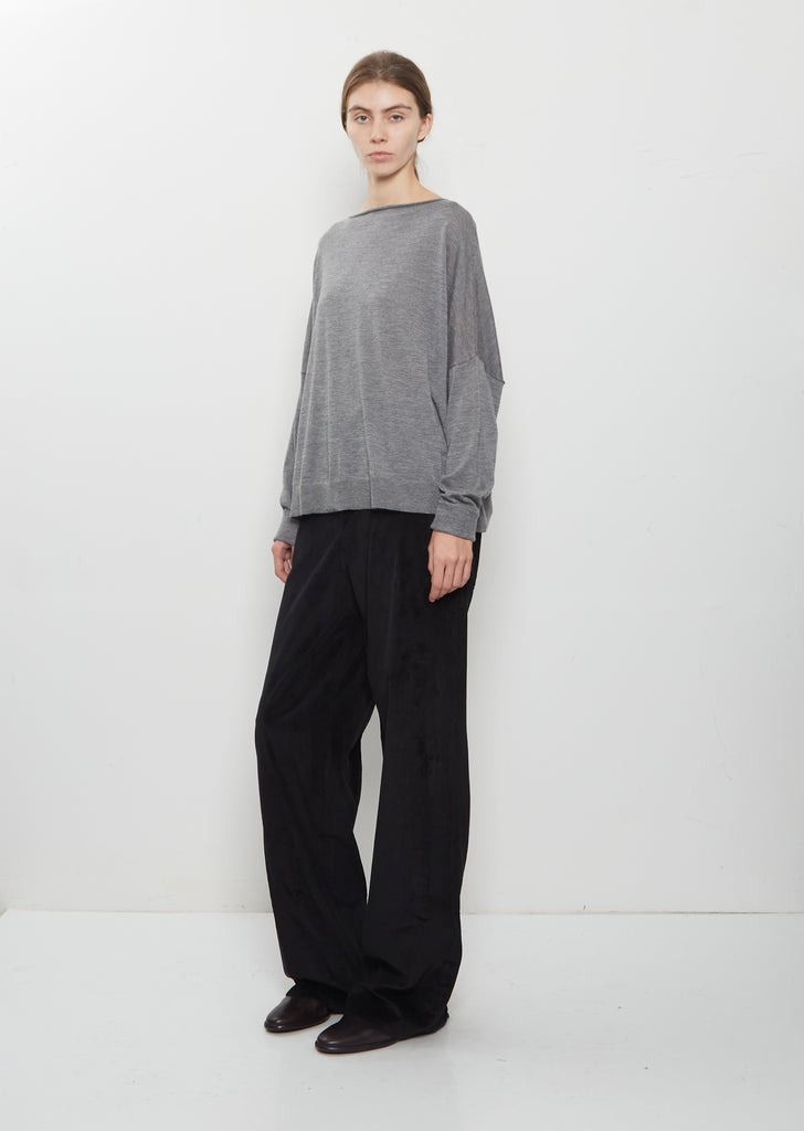 Cashmere Boatneck Kimono Sleeve Sweater — Medium Grey