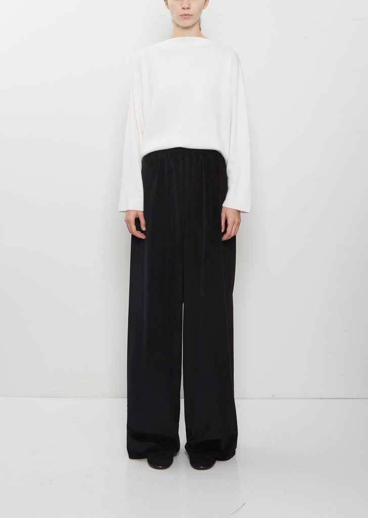 Cotton Corduroy Pajama Pants — Black
