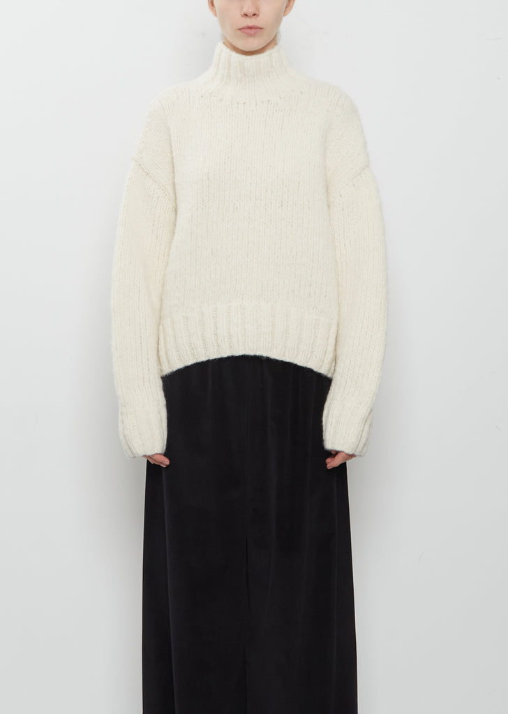 Handknit Mockneck — Raw White