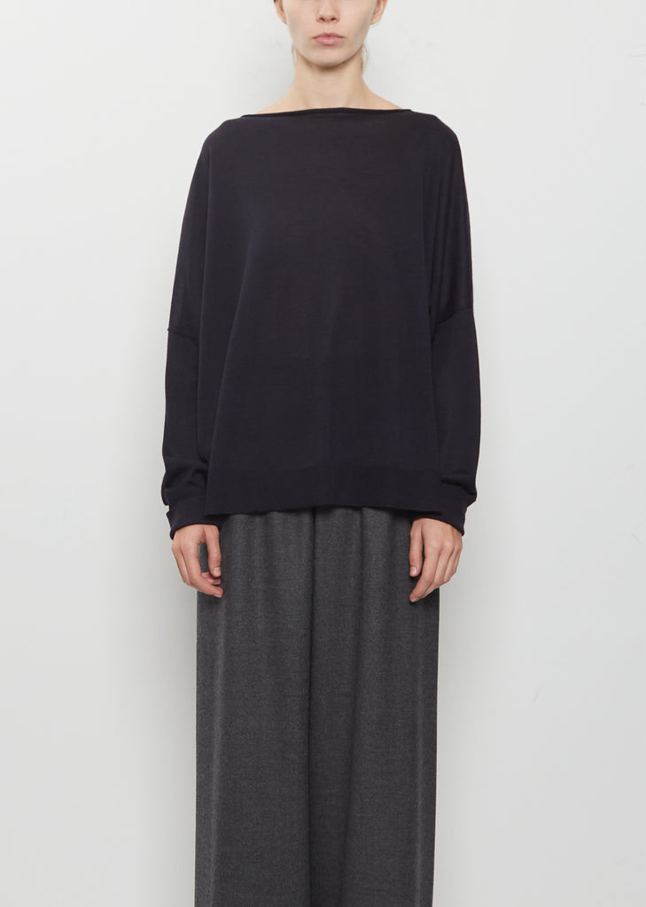 Cashmere Boatneck Kimono Sleeve Sweater — Midnight