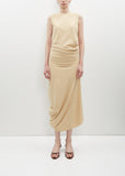 Fitted Twisted Jersey Dress — Soft Sand