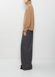 Cashmere Knit T-Neck Ribbed Raglan Sweater