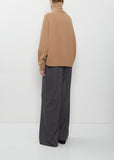Cashmere Knit T-Neck Ribbed Raglan Sweater