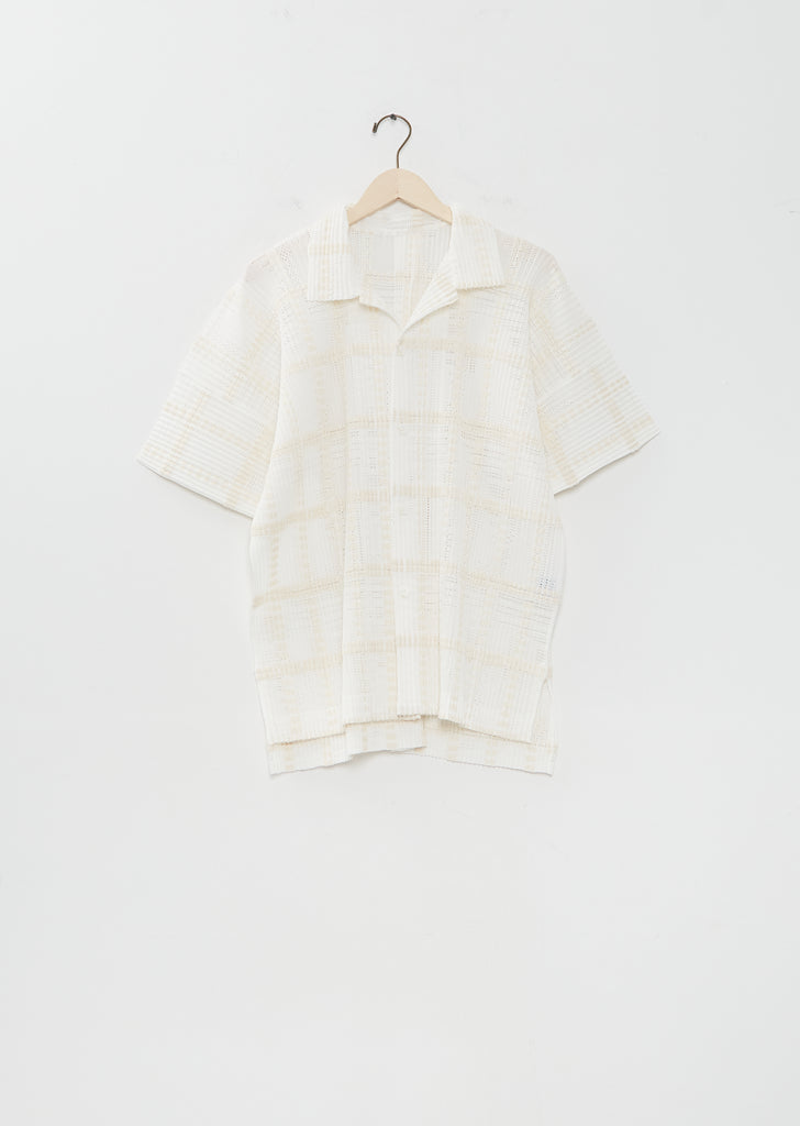 Lace Grid Pleated Shirt