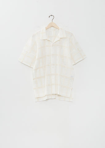 Lace Grid Pleated Shirt