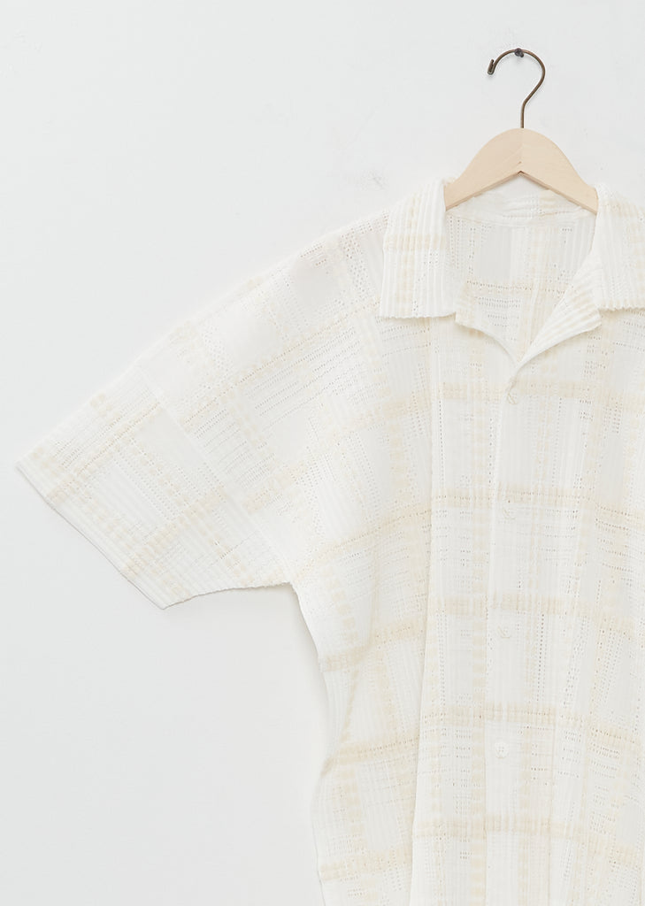 Lace Grid Pleated Shirt
