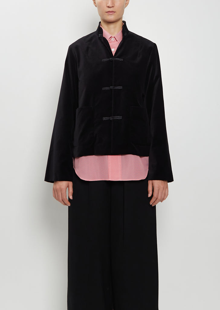 Stand Collar Velvet Jacket