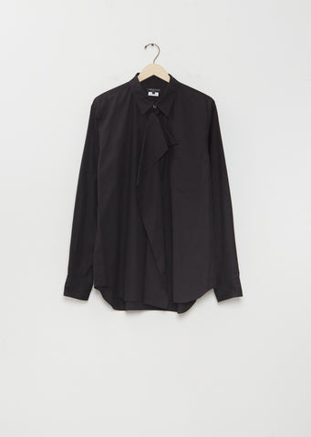 Draped Collar Cotton Broad Shirt
