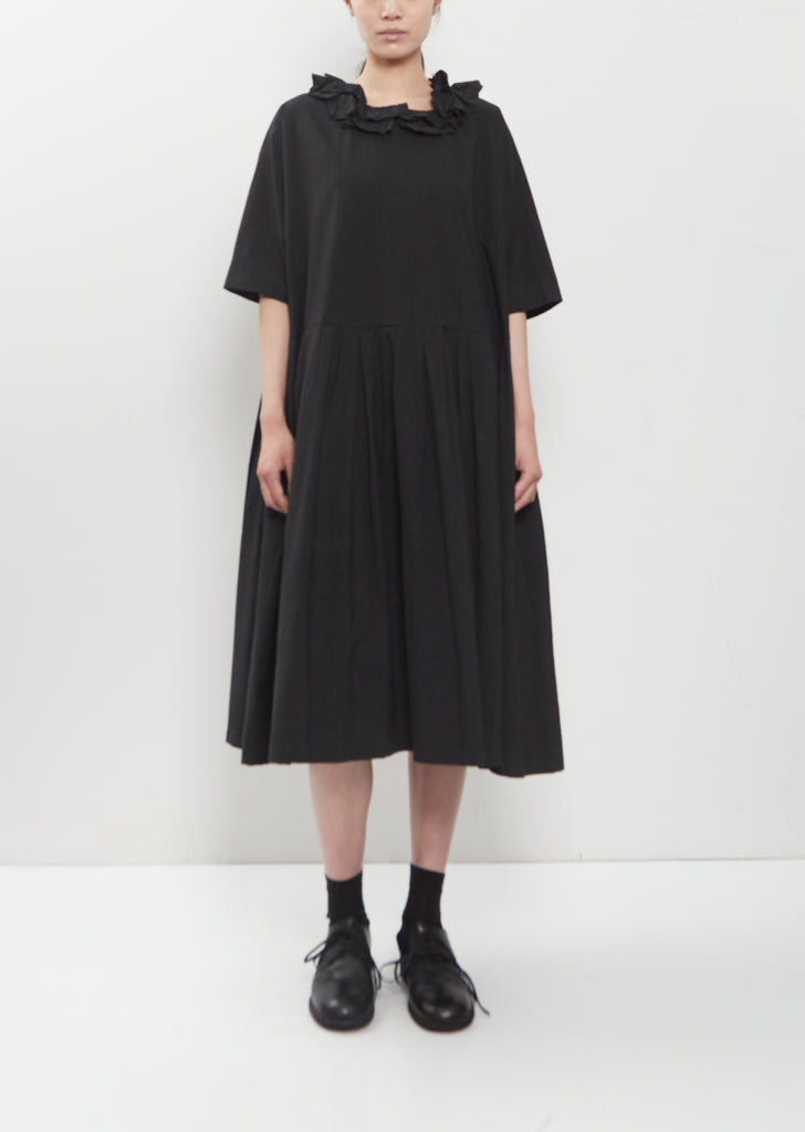 Japanese Cotton Linen Ruffle Collar Dress