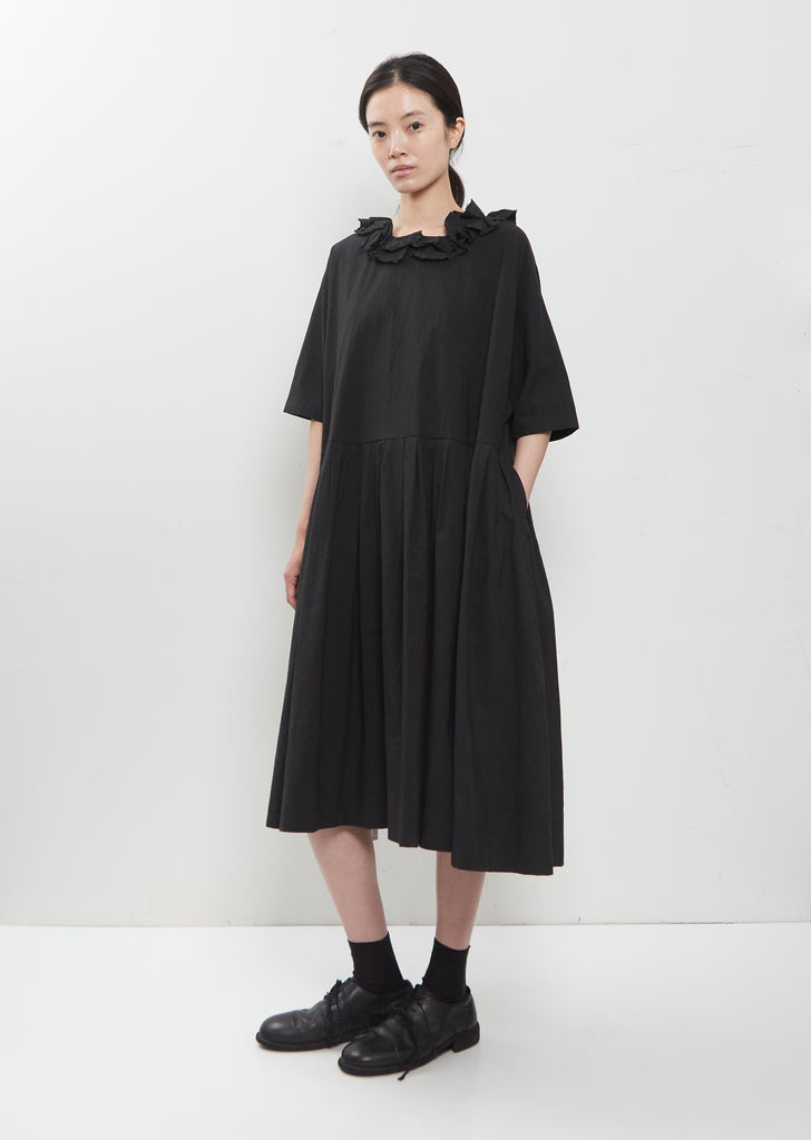 Japanese Cotton Linen Ruffle Collar Dress