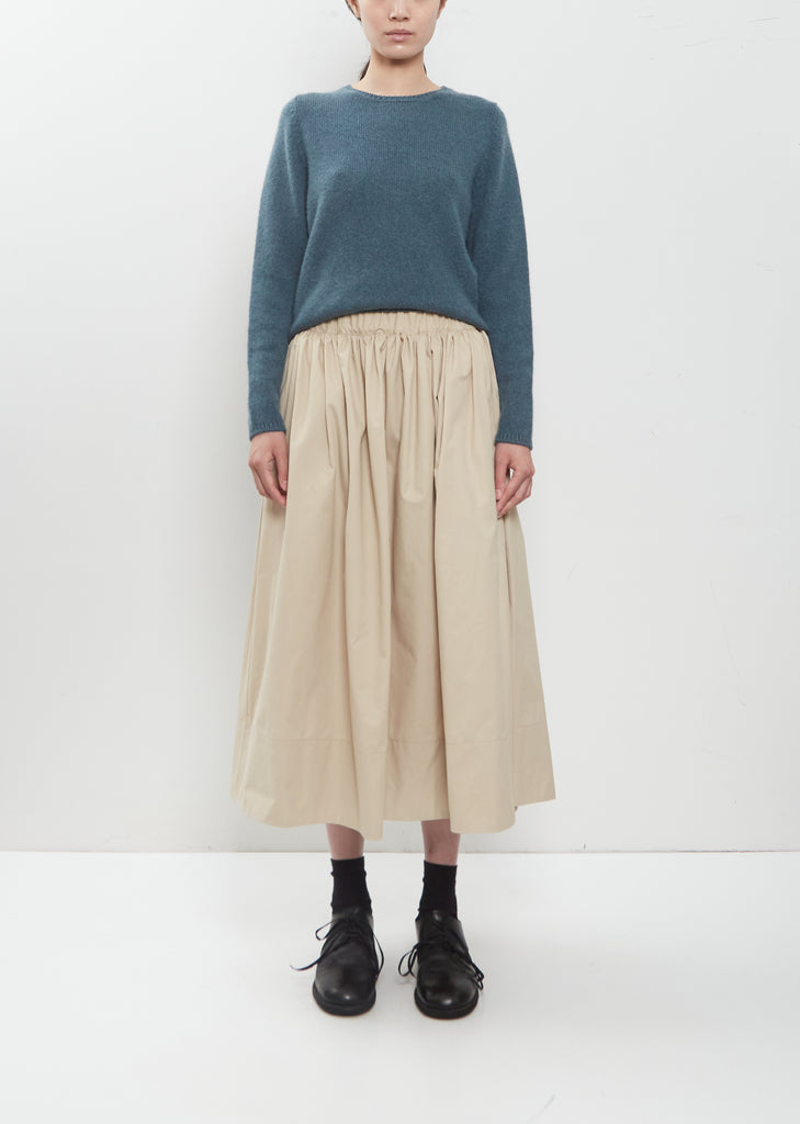 Sanded Cotton Gathered Skirt — Natural