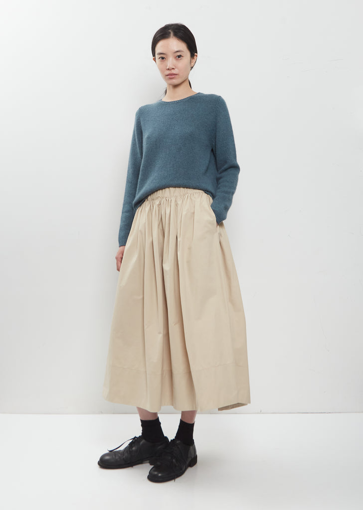 Sanded Cotton Gathered Skirt — Natural