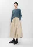 Sanded Cotton Gathered Skirt — Natural