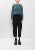 Cotton Corduroy Tapered Cropped Pants – Black