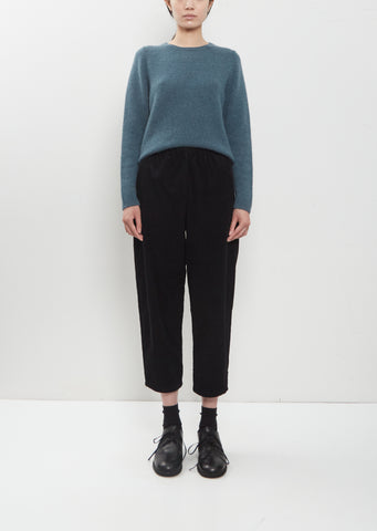 Cotton Corduroy Tapered Cropped Pants – Black