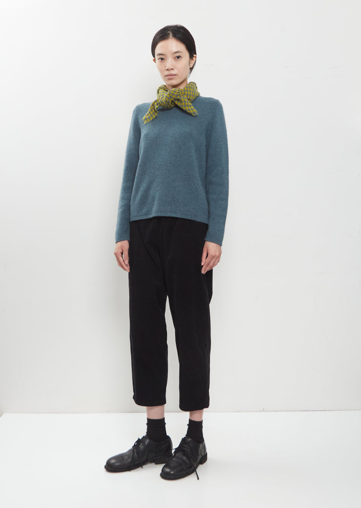 Check Small Cashmere Scarf — Dark Turquoise Oil