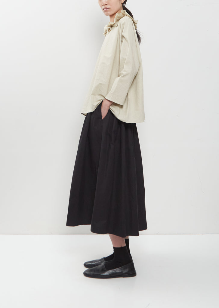 Japanese Cotton Linen Ruffle Collar Top