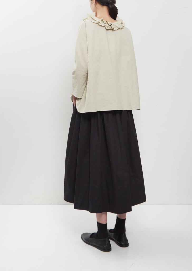 Japanese Cotton Linen Ruffle Collar Top
