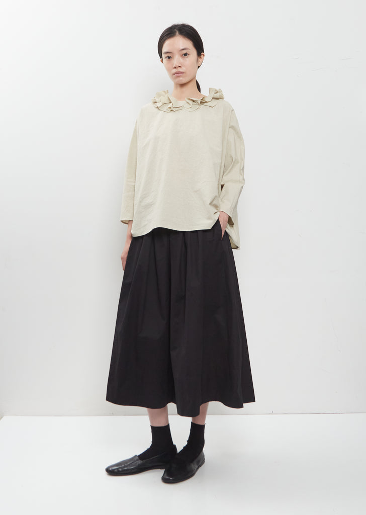 Japanese Cotton Linen Ruffle Collar Top