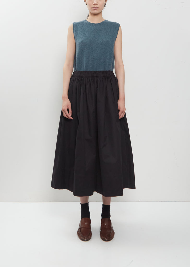 Sanded Cotton Gathered Skirt — Black