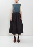 Sanded Cotton Gathered Skirt — Black