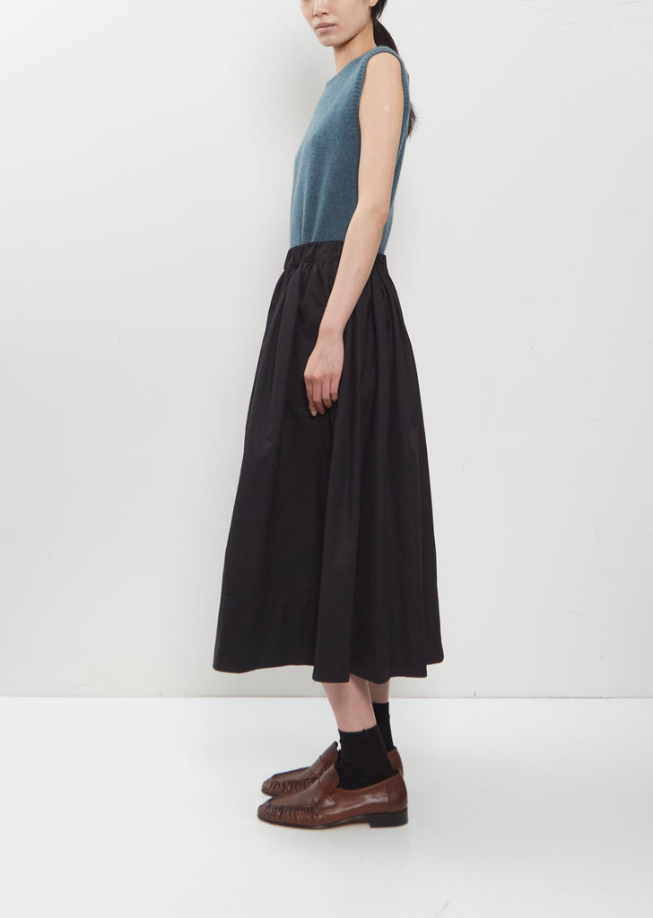 Sanded Cotton Gathered Skirt — Black