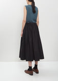 Sanded Cotton Gathered Skirt — Black