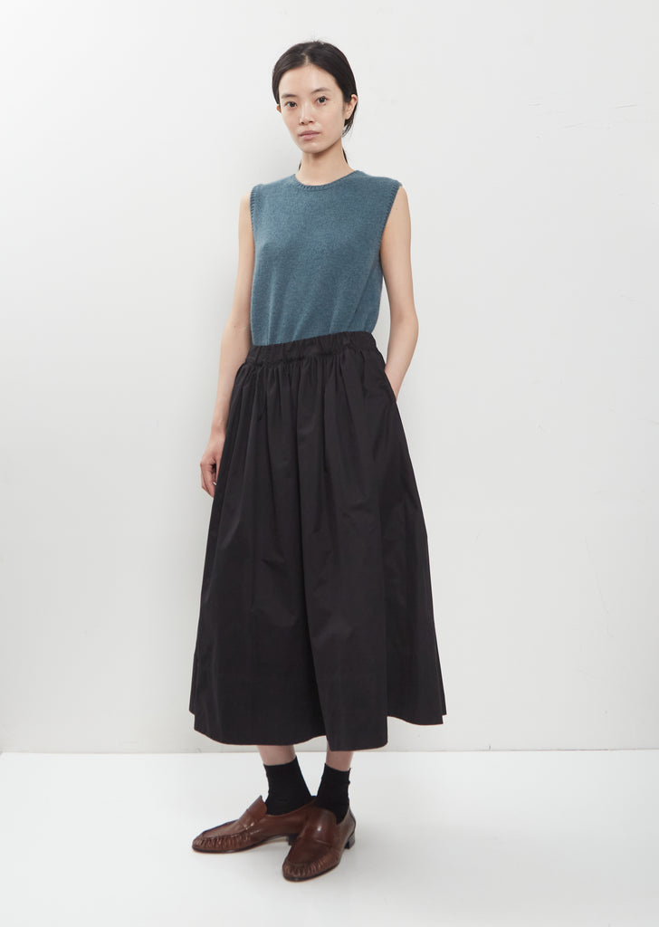 Sanded Cotton Gathered Skirt — Black