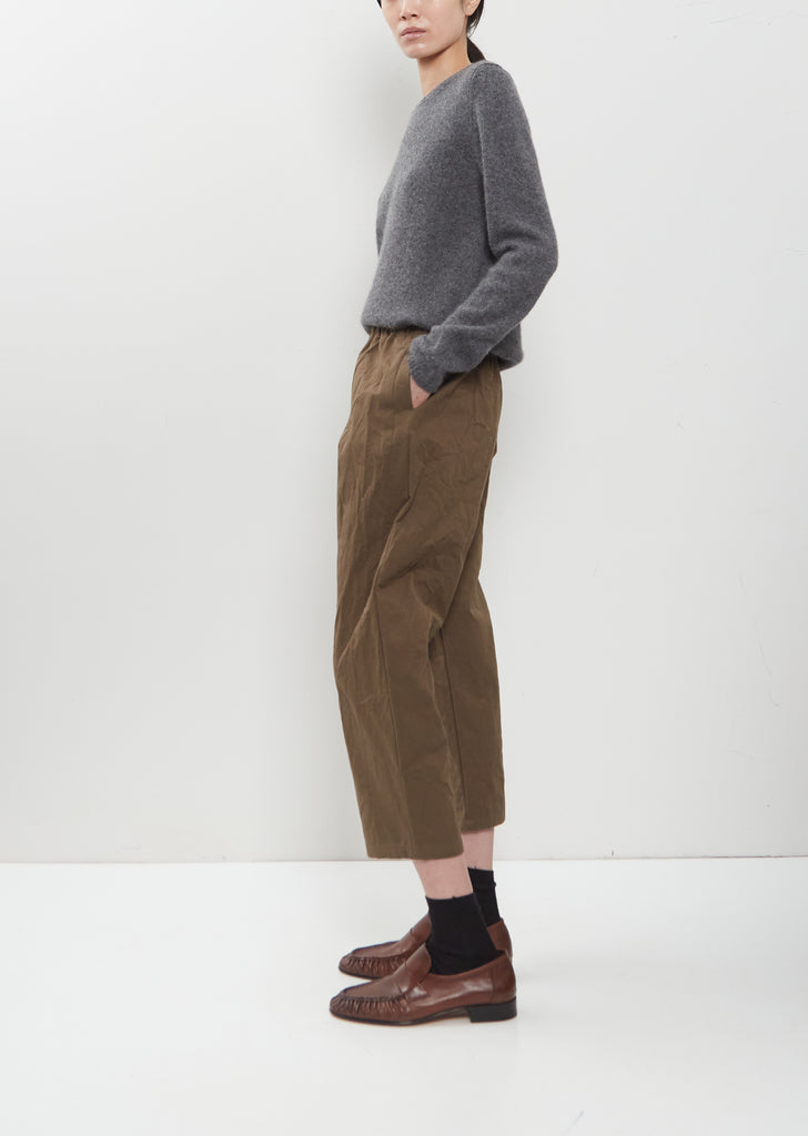 Crinkle Cotton Tapered Cropped Pants