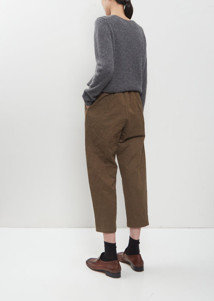 Crinkle Cotton Tapered Cropped Pants