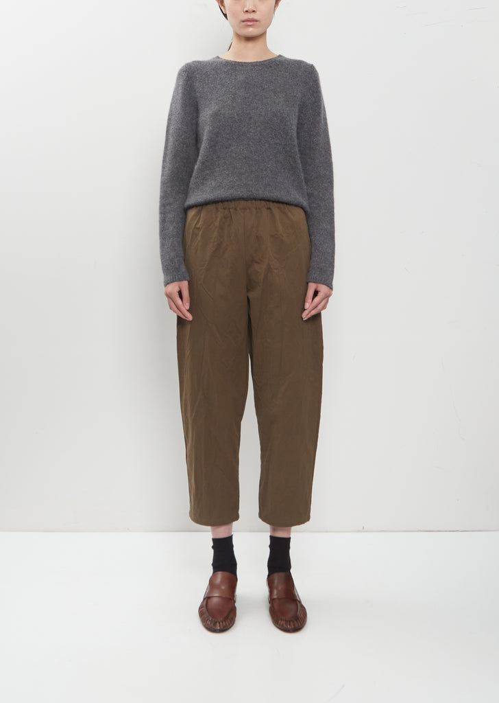 Crinkle Cotton Tapered Cropped Pants