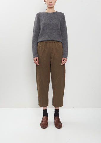 Crinkle Cotton Tapered Cropped Pants