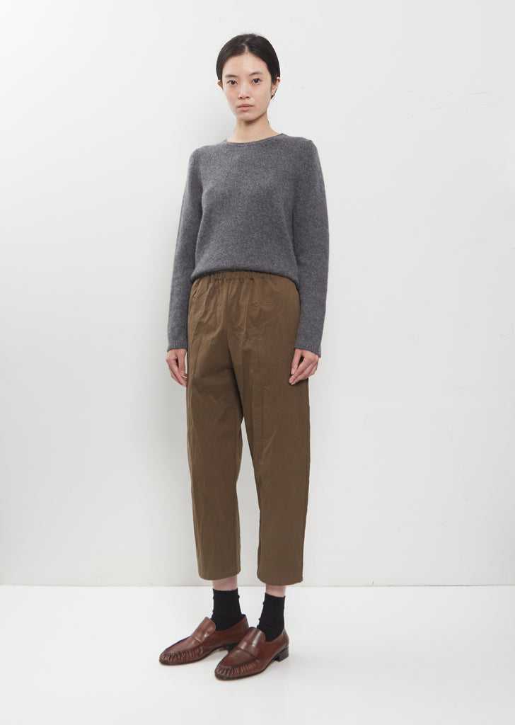 Crinkle Cotton Tapered Cropped Pants