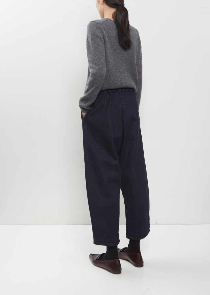 Denim Curved Cropped Pants