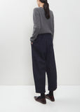 Denim Curved Cropped Pants