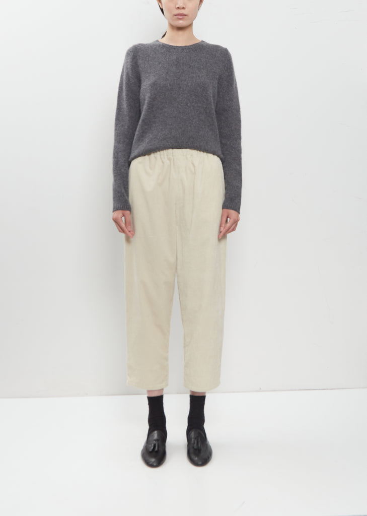 Cotton Corduroy Tapered Cropped Pants — Milk