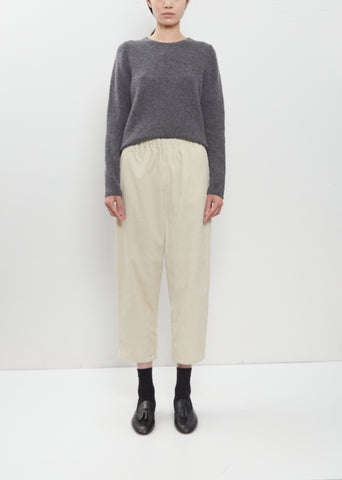 Cotton Corduroy Tapered Cropped Pants — Milk