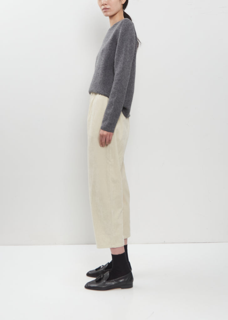 Cotton Corduroy Tapered Cropped Pants — Milk