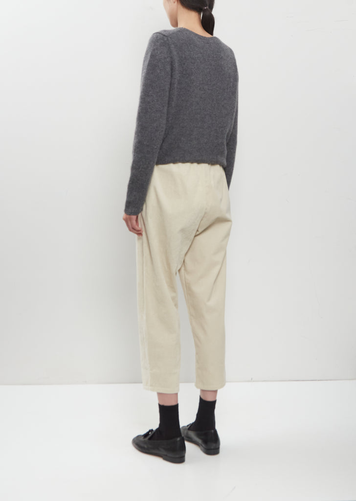 Cotton Corduroy Tapered Cropped Pants — Milk