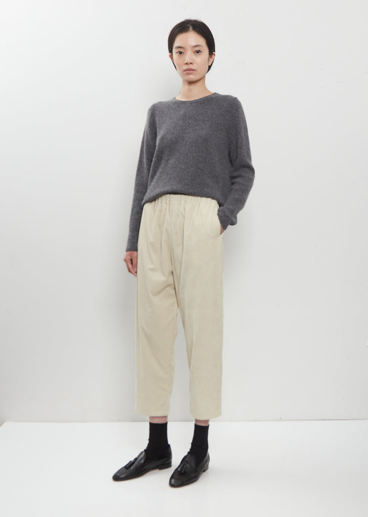 Cotton Corduroy Tapered Cropped Pants — Milk